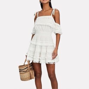 Intermix Elenor Cold-shoulder Tiered Cotton Mini Dress